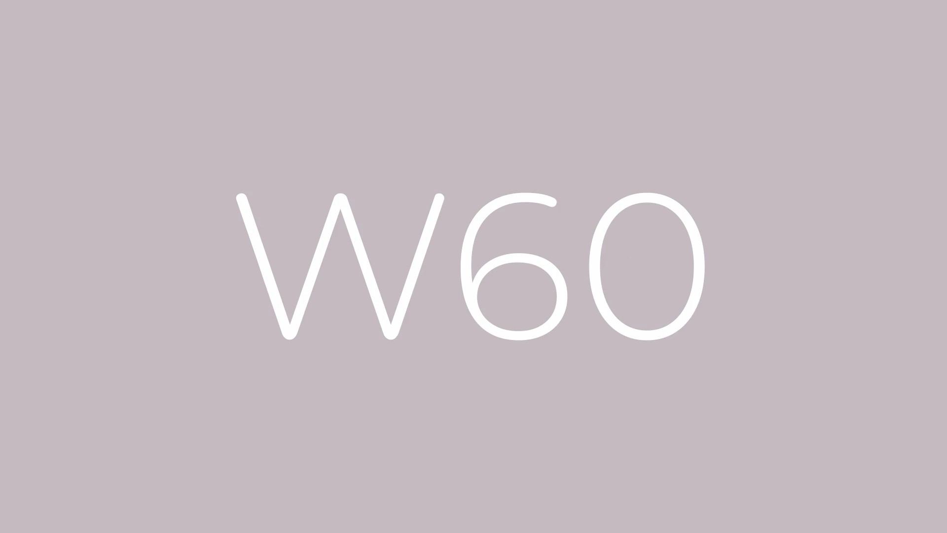 Texte blanc « W60 » centré sur un fond mauve clair.